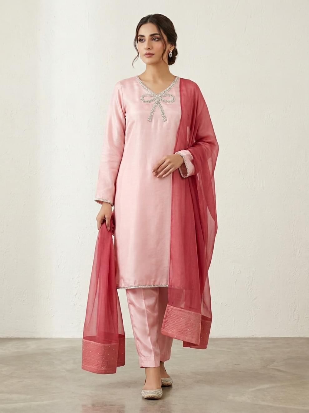 Blush Pink Embellished Suit